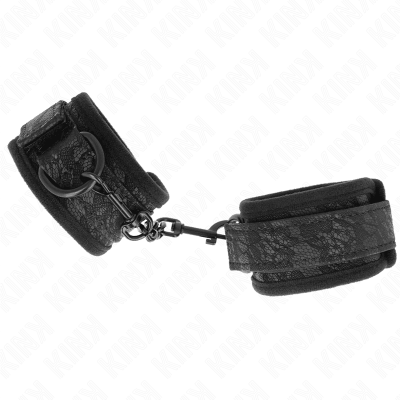 KINK - DARK LACE COVERED WRIST CUFFS NEOPRENE ADJUSTABLE BLACK 20-29 CM X 5 CM 5