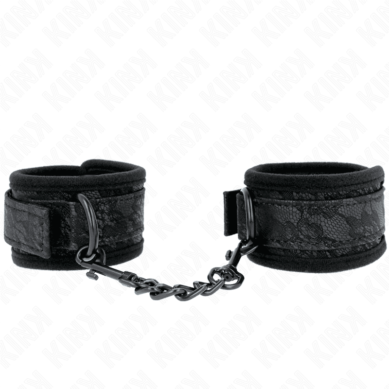 KINK - DARK LACE COVERED WRIST CUFFS NEOPRENE ADJUSTABLE BLACK 20-29 CM X 5 CM 2