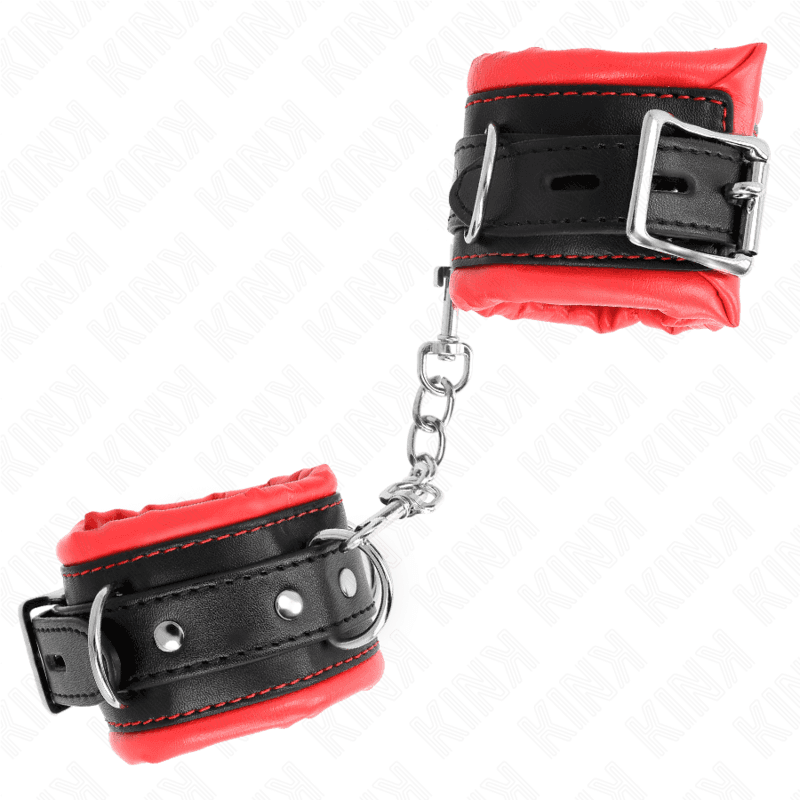 KINK - HEAVY WRIST RESTRAINTS WITH RED FUR LINED ADJUSTABLE 20-30 CM X 6 CM 5