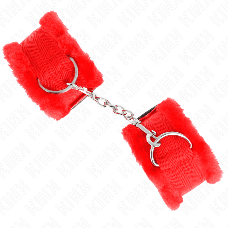 KINK - FURRY LINED WRIST RESTRAINTS RED ADJUSTABLE 17-31 CM X 7 CM 5