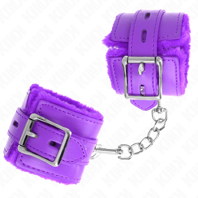 KINK - FUR LINED WRIST RESTRAINTS WITH SQUARE HOLES PURPLE AND PURPLE BELT ADJUSTABLE 17-29 CM X 6 CM 5