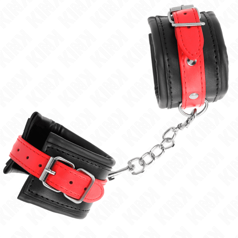 KINK - WRIST RESTRAINTS BLACK WITH RED BELT ADJUSTABLE 17-28 CM X 6 CM 5