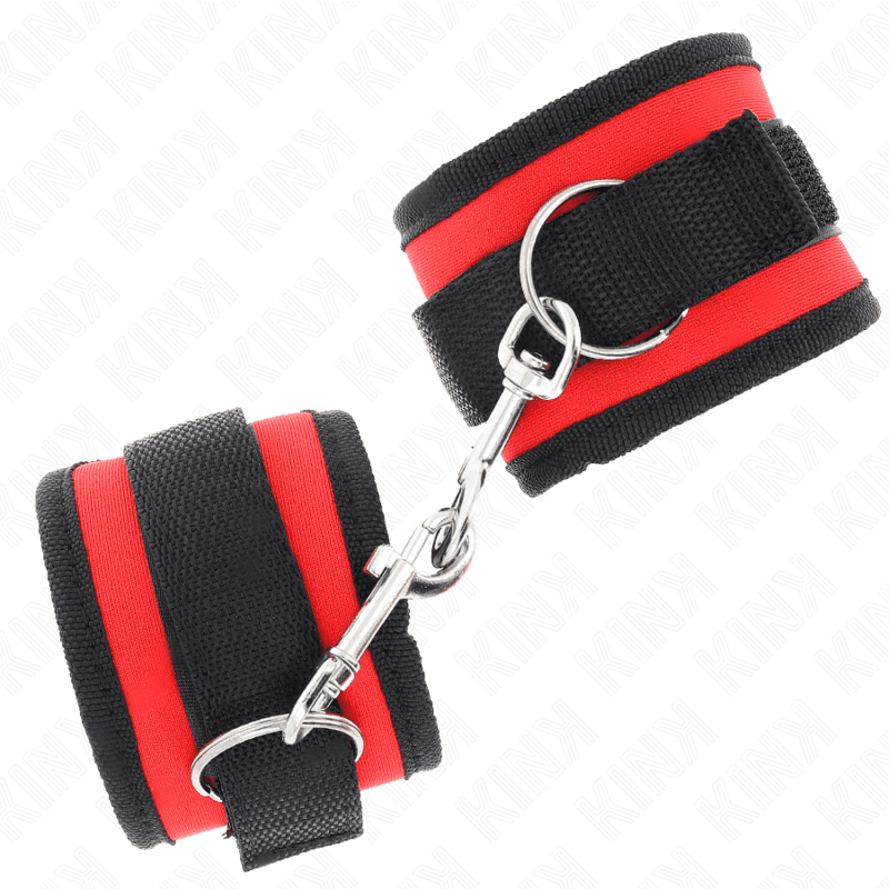 KINK - NYLON BIND HOOK&LOOP WRIST RESTRAINTS RED-BLACK MODEL 2 ADJUSTABLE 18-35 CM X 6 CM 5