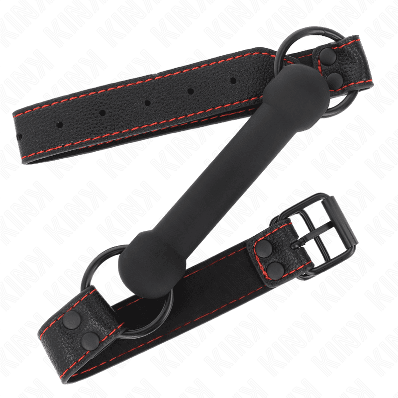 KINK - BONE GAG WITH LEATHERETTE STRAP BLACK ADJUSTABLE 41-57 CM 2