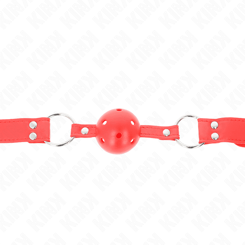 KINK - COMPLETE RED HOLLOW HARD BALL GAG 62 x 2 CM 4