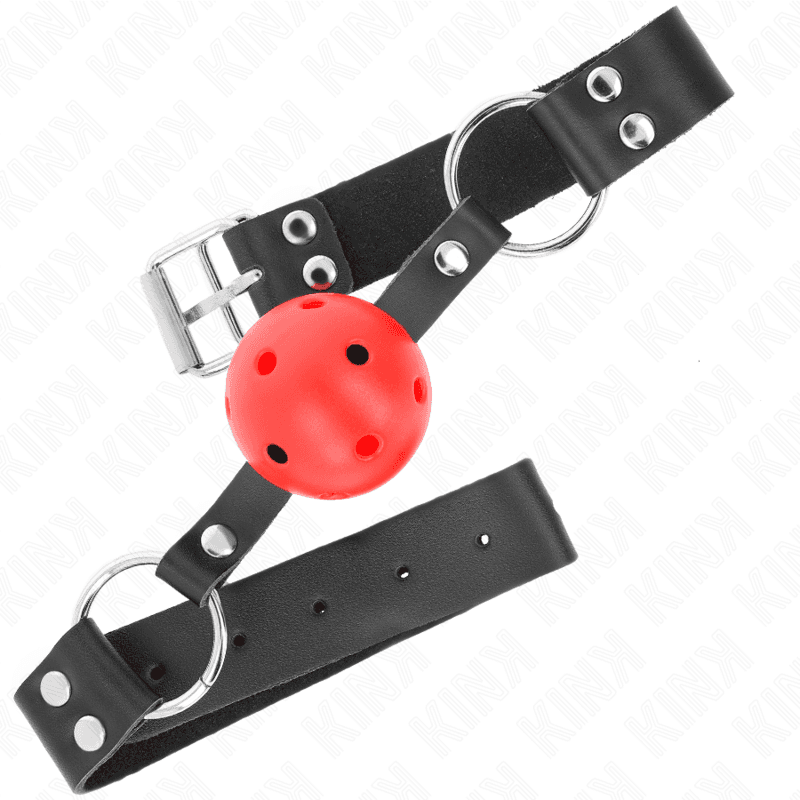 KINK - BREATHABLE BALL 4 CM GAG WITH DOUBLE RIVET RED 62.5 x 2.5 CM ADJUSTABLE 42-58 CM 2