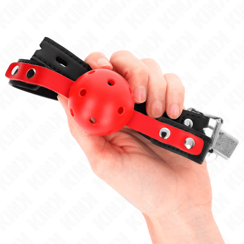 KINK - RED HOLLOW HARD BALL 4 CM GAG BLACK STRAP 60 x 2 CM ADJUSTABLE 37-52 CM 4