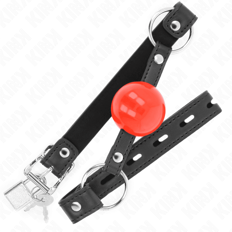 KINK - BALL 4 CM GAG WITH LOCK RED BALL BLACK STRAP 60 x 2 CM 2