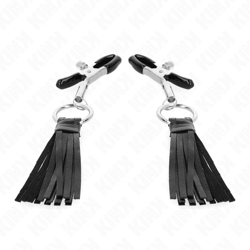 KINK - LEATHERETTE TASSEL NIPPLE CLAMPS 6 CM 2