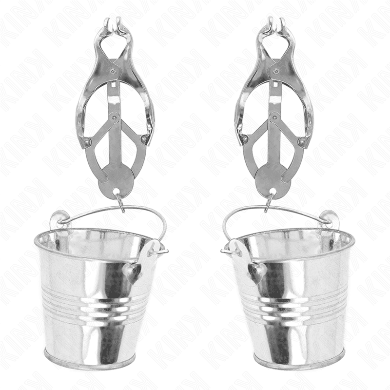 KINK - JAPANESE CLOVER NIPPLE CLAMPS WITH BUCKETS SILVER 2