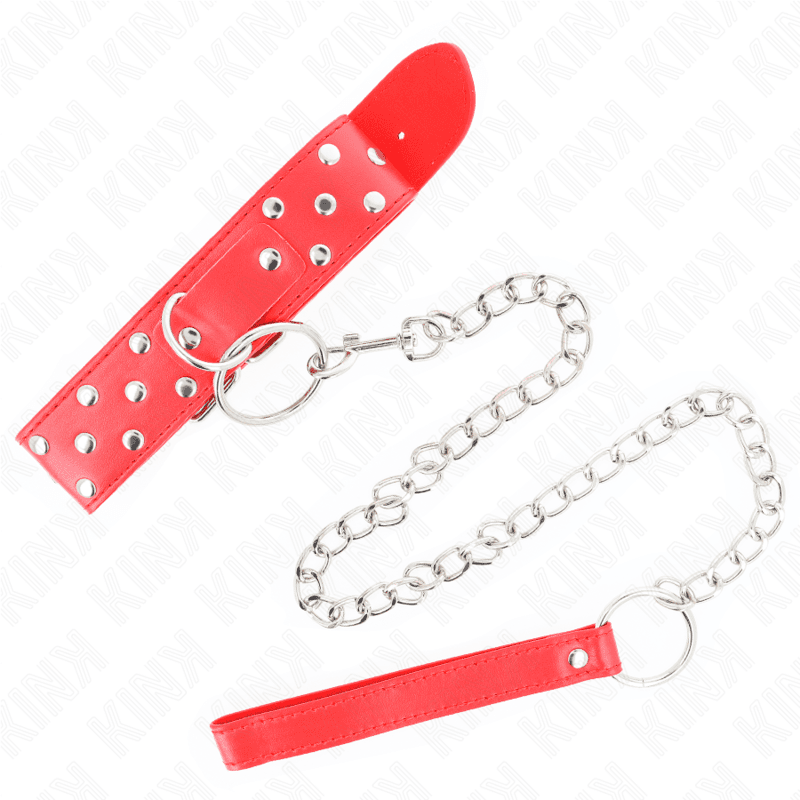 KINK - RING RIVET STRAP NECKLACE WITH BELT 65 CM RED ADJUSTABLE 36-50 CM X 3.8 CM 2