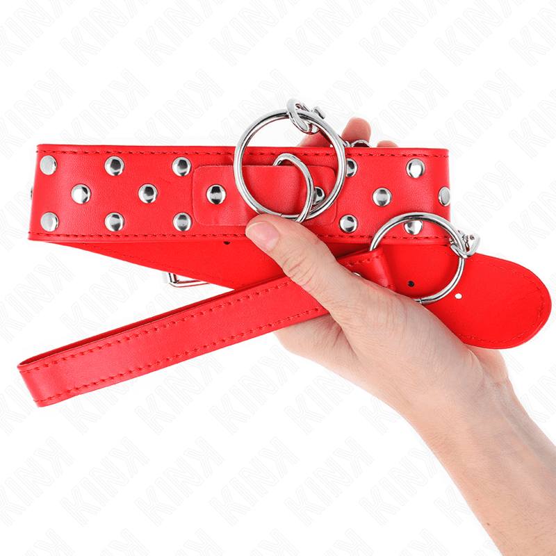 KINK - RING RIVET STRAP NECKLACE WITH BELT 65 CM RED ADJUSTABLE 36-50 CM X 3.8 CM 5