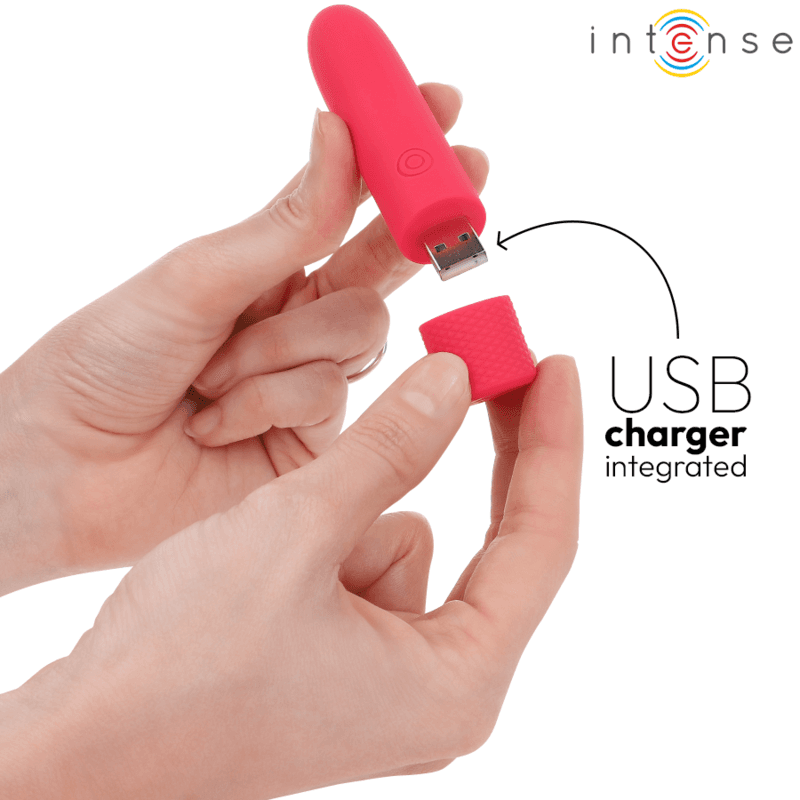 INTENSE - SYMONE USB RECHARGEABLE VIBRATING BULLET 8 VIBRATIONS RED 10 X 2.2 CM 5