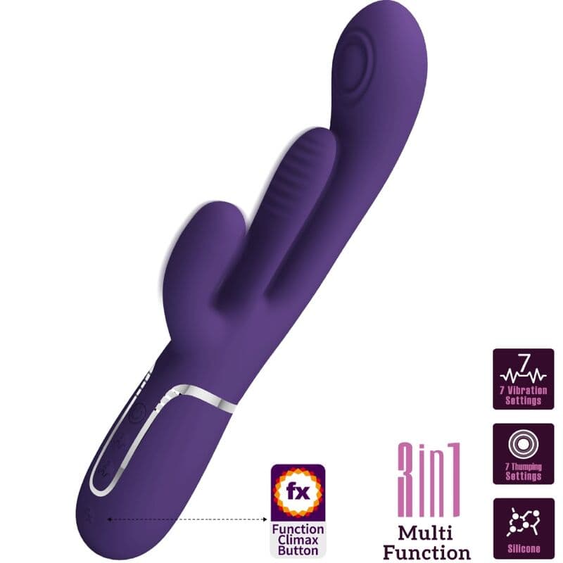 PRETTY LOVE - SHANIA TRIPLE RABBIT VIBRATOR MULTIFUNCTION PURPLE 2