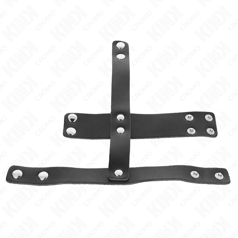 KINK - LEATHER PENIS CAGE RING WITH ADJUSTABLE BALL DIVIDER 5