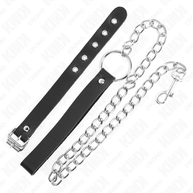 KINK - LEATHER PENIS RING WITH STRAP 21.5 X 2 CM AND METAL CHAIN 60 CM 5