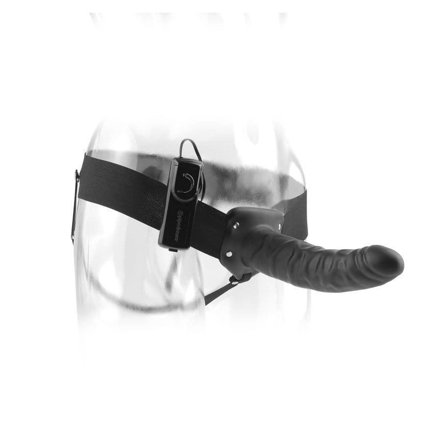 FETISH FANTASY SERIES - 19 CM VIBRATING HOLLOW STRAP-ON BLACK 2