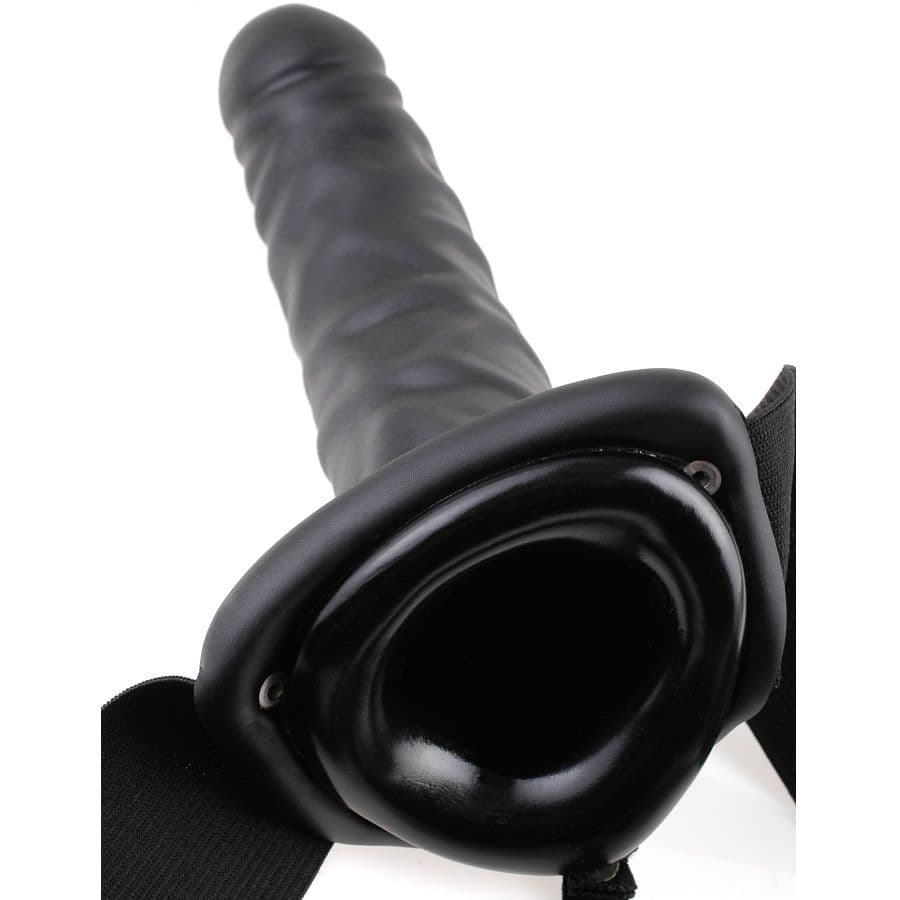 FETISH FANTASY SERIES - 19 CM VIBRATING HOLLOW STRAP-ON BLACK 4