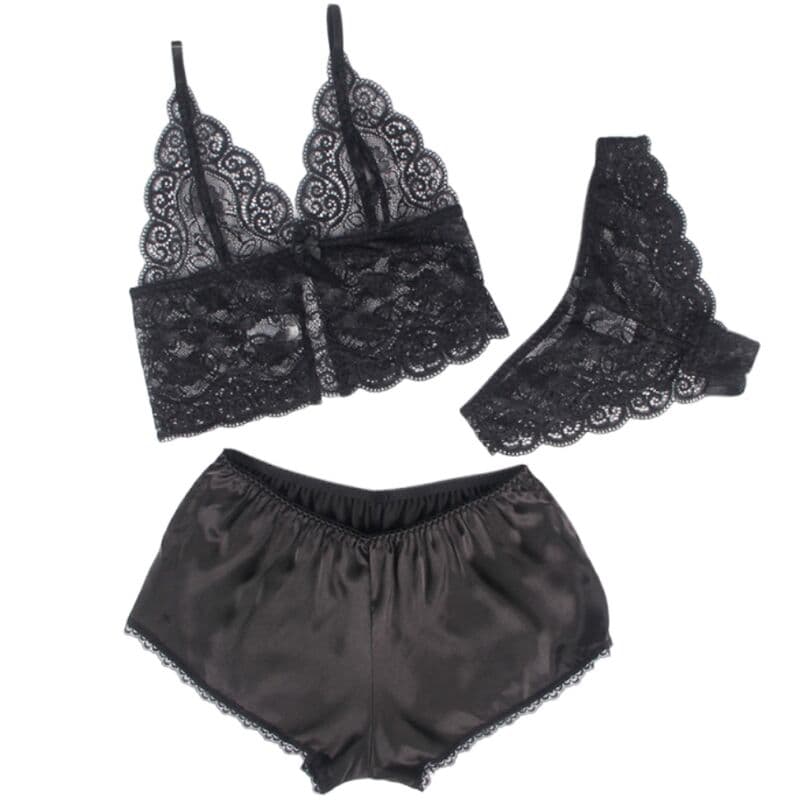 SUBBLIME - 953911 SILK AND LACE NIGHTGOWN + PANTIES BLACK S/M 5
