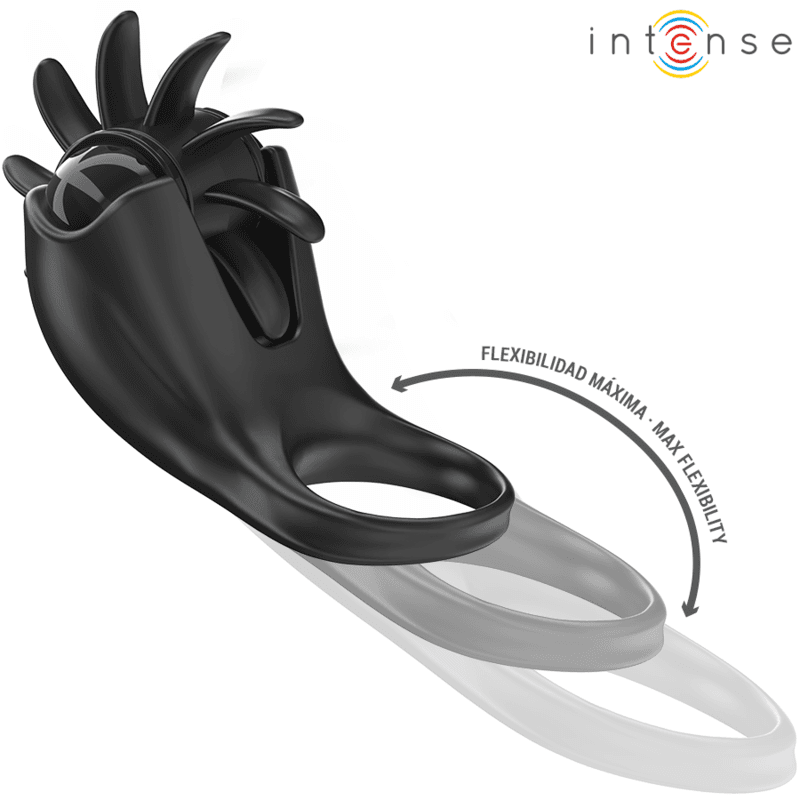 INTENSE - MABEL VIBRATING RING 10 VIBRATIONS WITH CLITORIS STIMULATOR BLACK 3