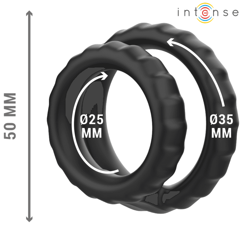 INTENSE - DEWEY DOUBLE SILICONE PENIS RING BLACK MODEL 2 3