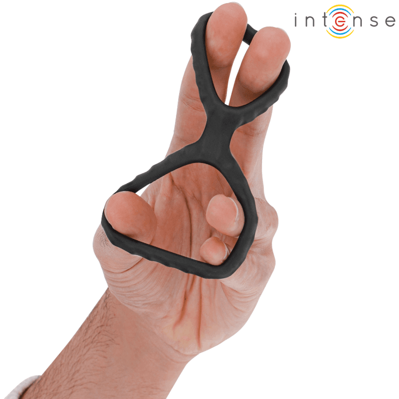 INTENSE - DEWEY DOUBLE SILICONE PENIS RING BLACK MODEL 2 4