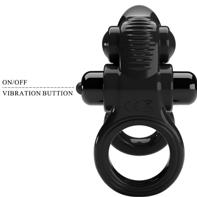 PRETTY LOVE - PASSIONATE RING DOUBLE VIBRATING RING + CLITORIS STIMULATOR BLACK 5