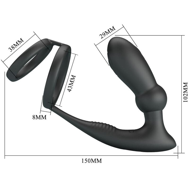 PRETTY LOVE - EMONI PENIS RING + ANAL PLUG 12 VIBRATIONS BLACK 5