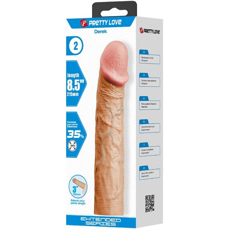 PRETTY LOVE - DEREK PENIS SLEEVE WITH 7.6 CM EXTENSION FLESH 5