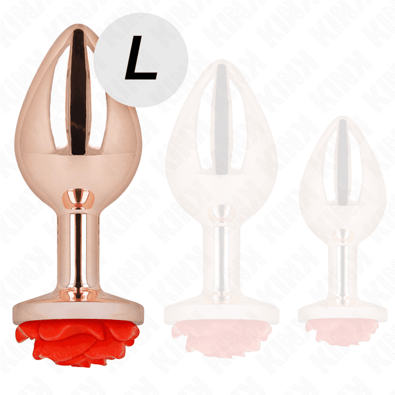 KINK - PINK GOLD ANAL PLUG WITH RED ROSE L 4