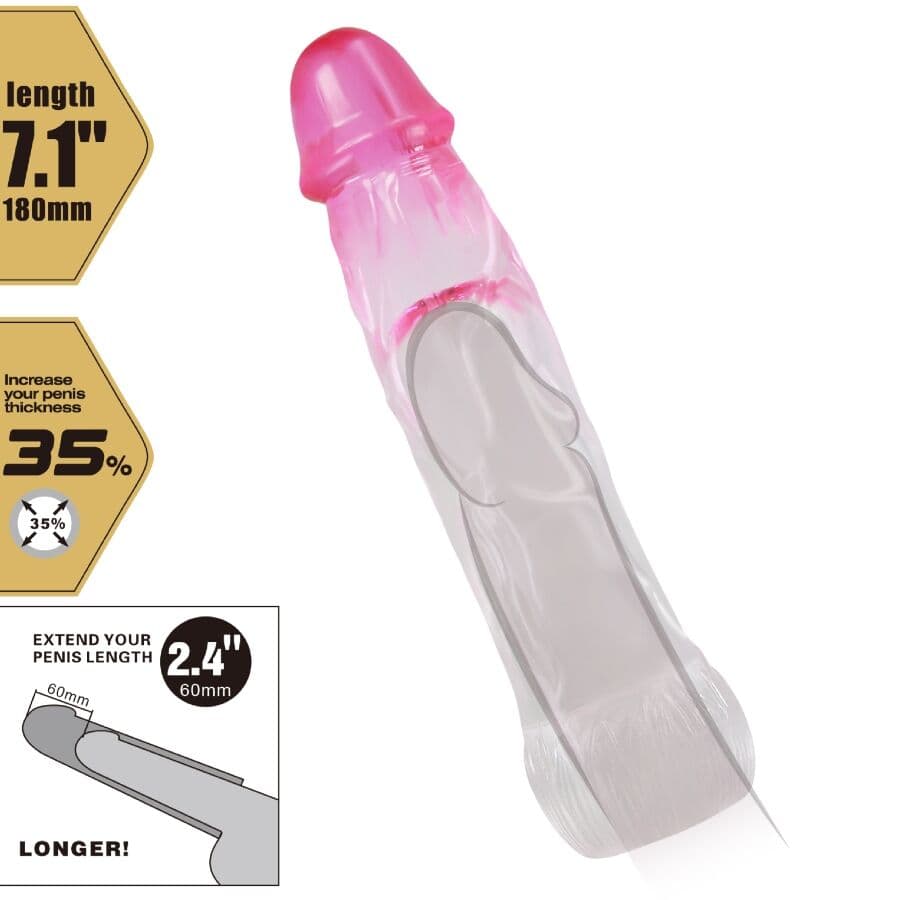 PRETTY LOVE - NERON REALISTIC 6 CM ENLARGEMENT SHEATH FOR  PENIS PINK 5