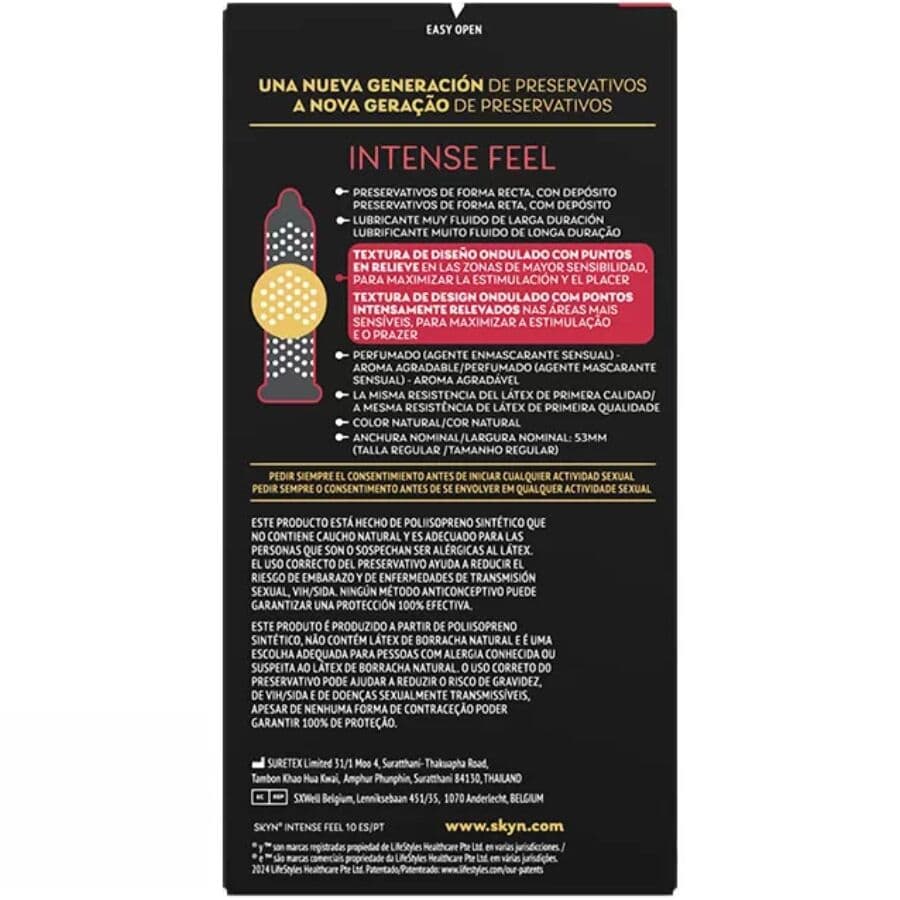 SKYN - INTENSE FEEL TEXTURED CONDOM WITH WAVY DESIGN 10 UNITS 2