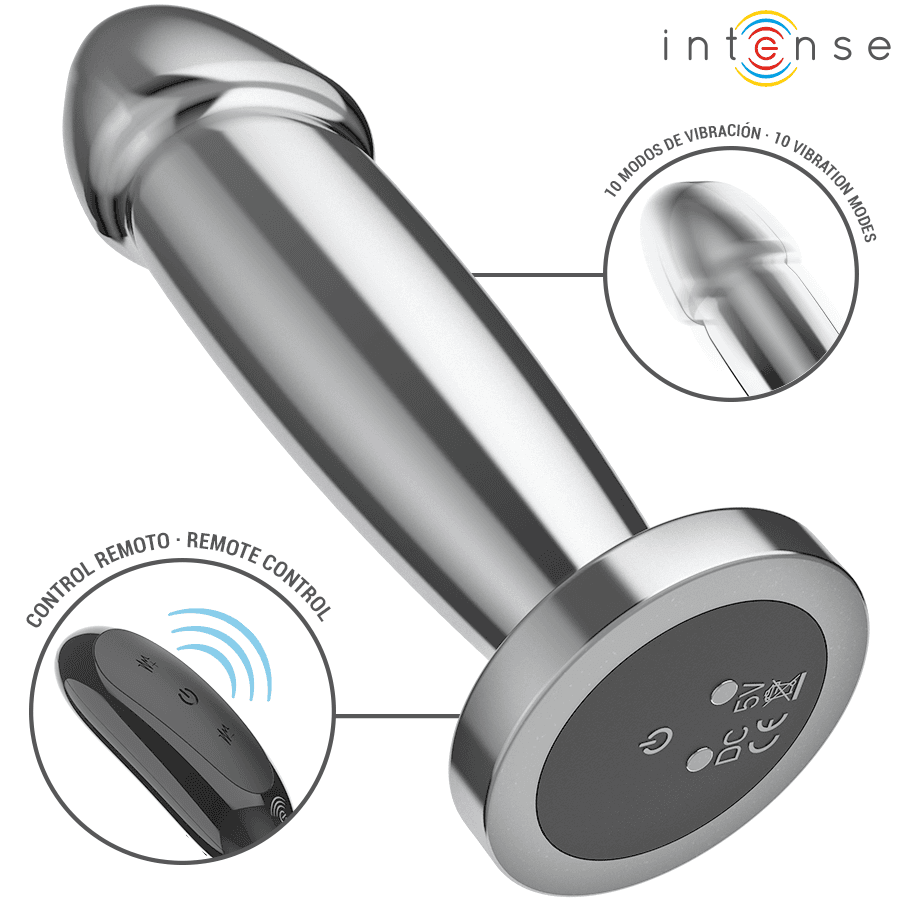 INTENSE - ANAL PLUG 10 VIBRATIONS METAL DILDO WITH REMOTE CONTROL S 3