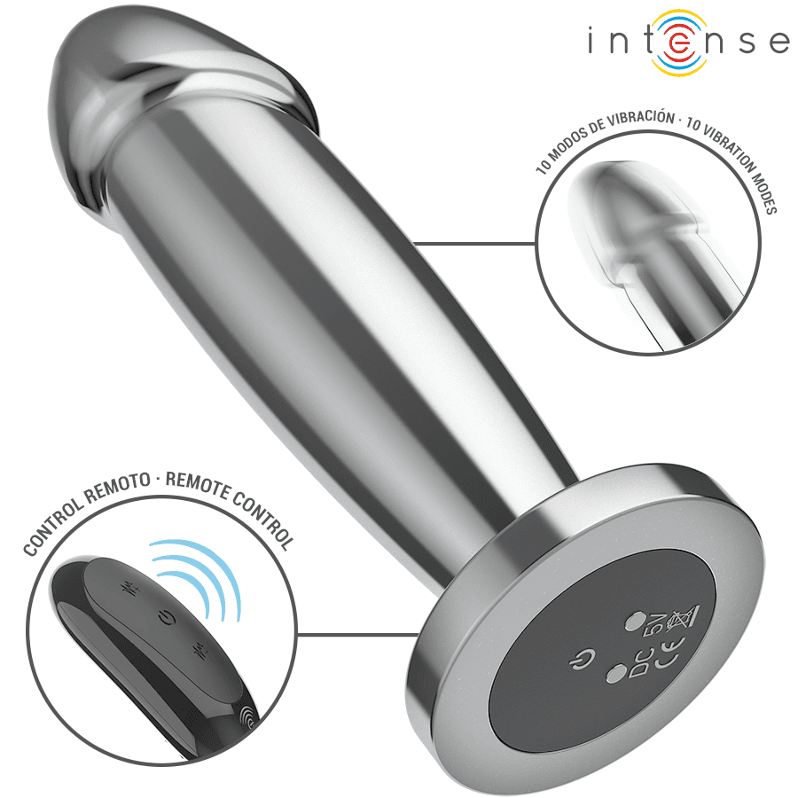 INTENSE - ANAL PLUG 10 VIBRATIONS METAL DILDO WITH REMOTE CONTROL M 3