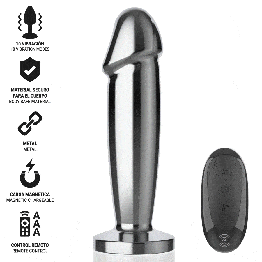 INTENSE - ANAL PLUG 10 VIBRATIONS METAL DILDO WITH REMOTE CONTROL S 2