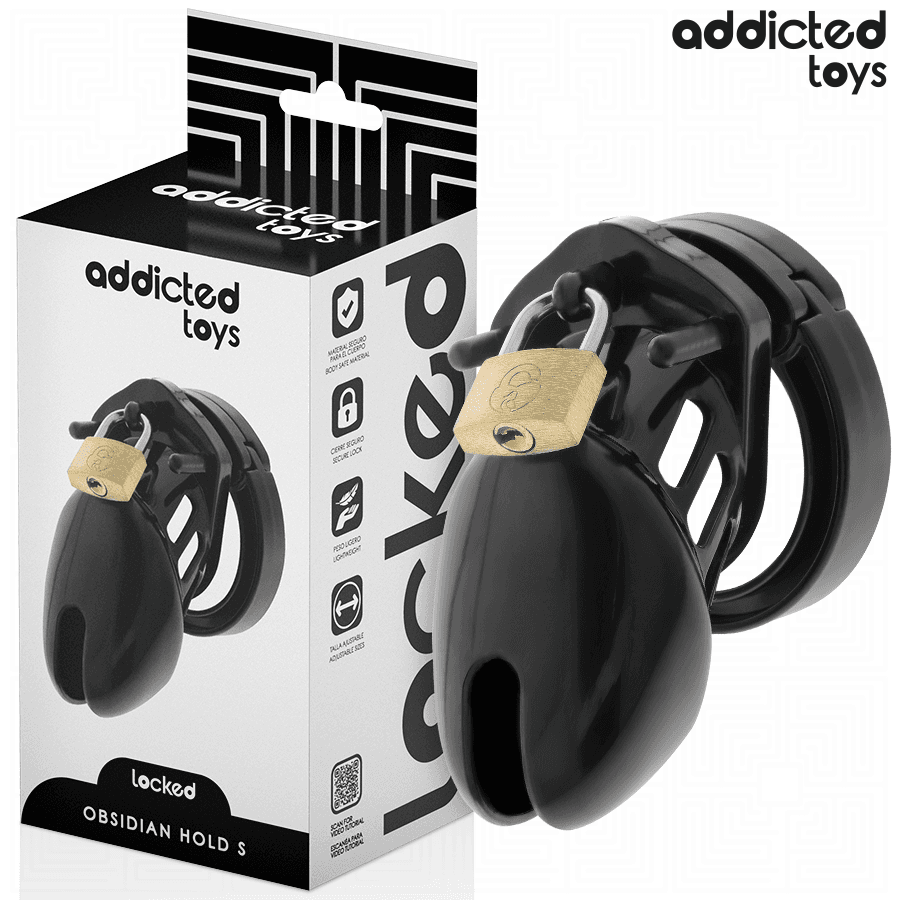 ADDICTED TOYS LOCKED - OBSIDIAN HOLD PENIS CAGE SIZE S