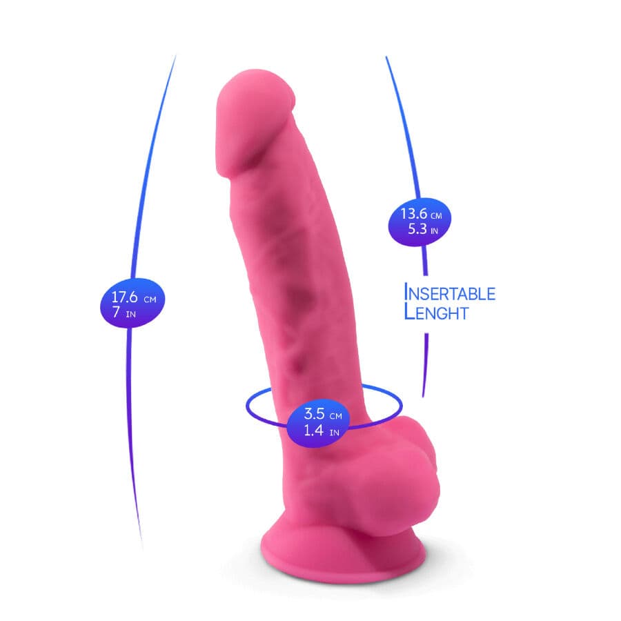 SILEXD - MODEL 1 REALISTIC PENIS PREMIUM SILICONE SILEXPAN FLUORESCENT PINK 17.5 CM 5