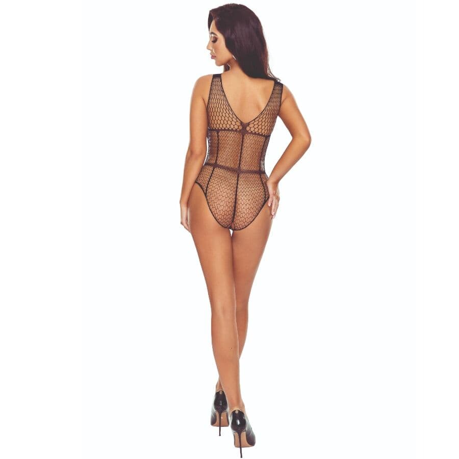 PASSION - BS114 BLACK GRID BODYSTOCKING 2