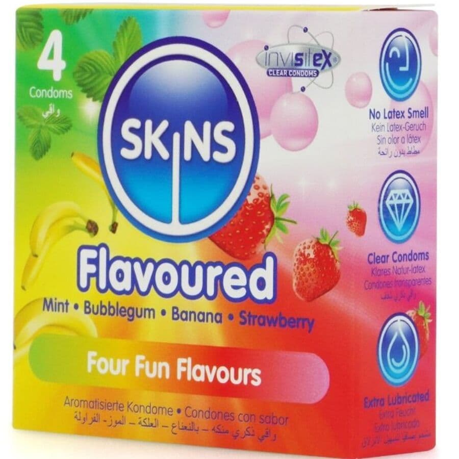 SKINS - MULTI FLAVORS PREMIUM CONDOMS PACK 4 2
