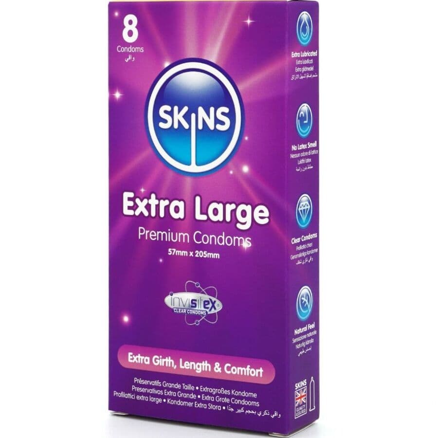 SKINS - EXTRA LARGE PREMIUM CONDOMS PACK 8 2