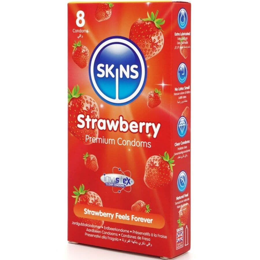 SKINS - STRAWBERRY PREMIUM CONDOMS PACK 8 2