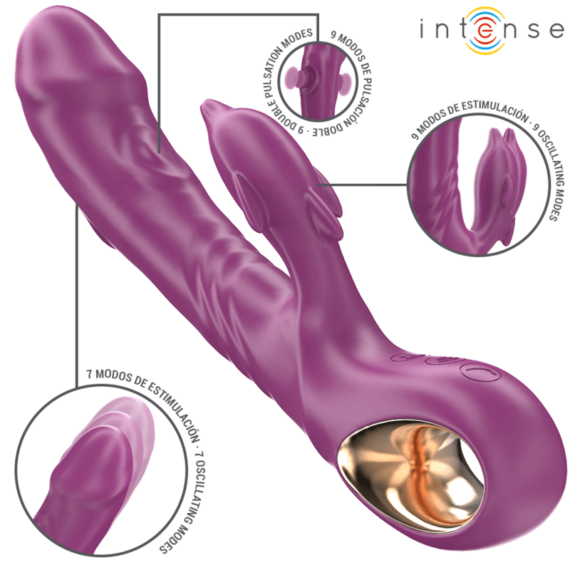 INTENSE - HALLE MULTIFUNCTION VIBRATOR WITH DOLPHIN STIMULATING TONGUE PURPLE 2