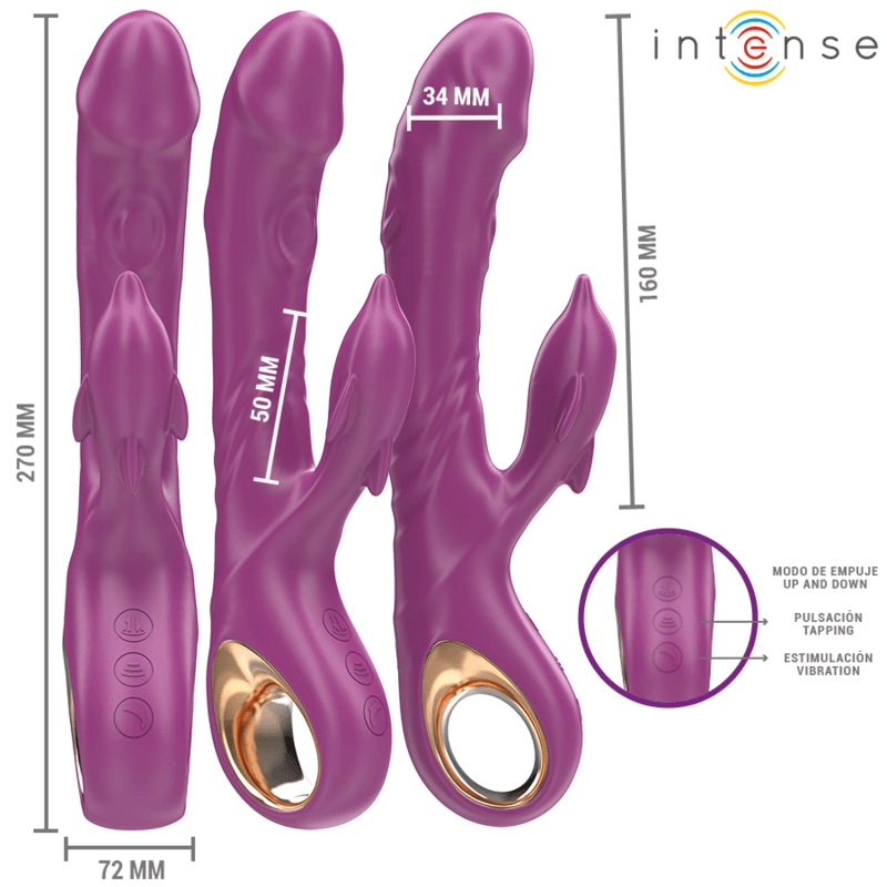 INTENSE - HALLE MULTIFUNCTION VIBRATOR WITH DOLPHIN STIMULATING TONGUE PURPLE 3