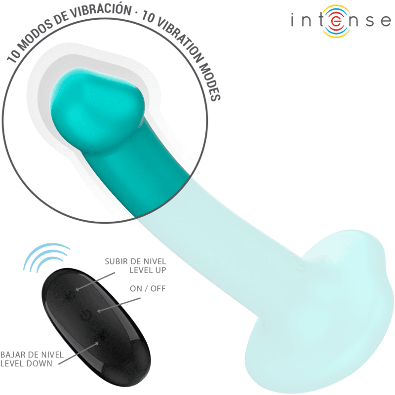 INTENSE - KATIE VIBRATOR WITH SUCTION CUP 10 VIBRATIONS BLUE REMOTE CONTROL 4