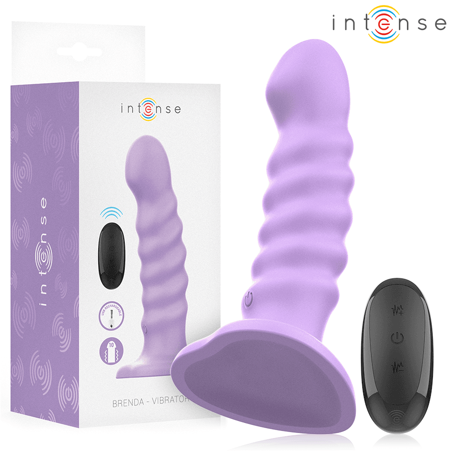 INTENSE - BRENDA VIBRATOR SIZE M SPIRAL DESIGN 10 VIBRATIONS PURPLE REMOTE CONTROL