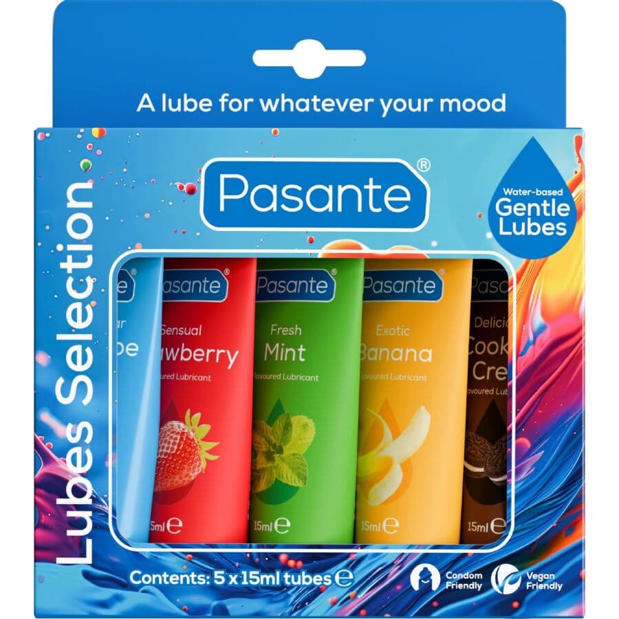 PASANTE - PACK ASSORTED FLAVOR LUBRICANTS 5 UNITS X 15 ML 2