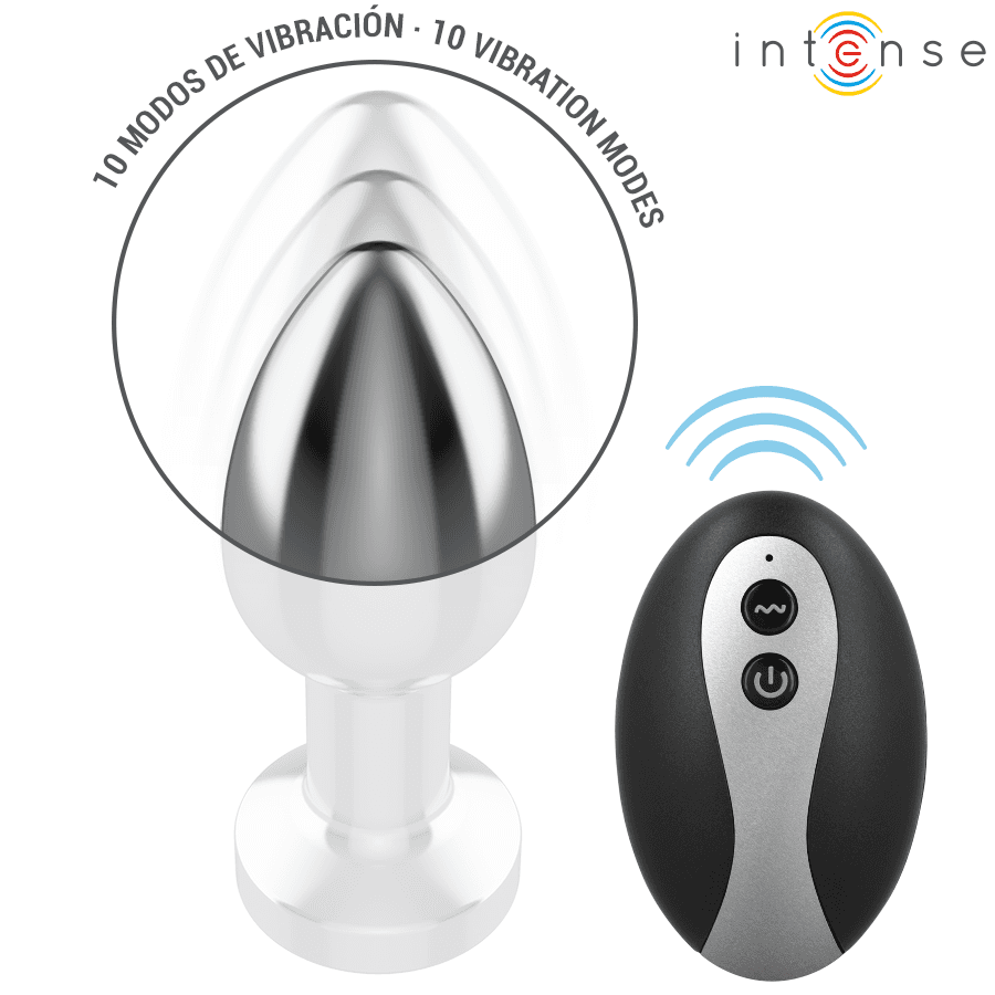 INTENSE - VIBRATING METAL ANAL PLUG WITH LED LIGHTS AND REMOTE CONTROL - SIZE S 4