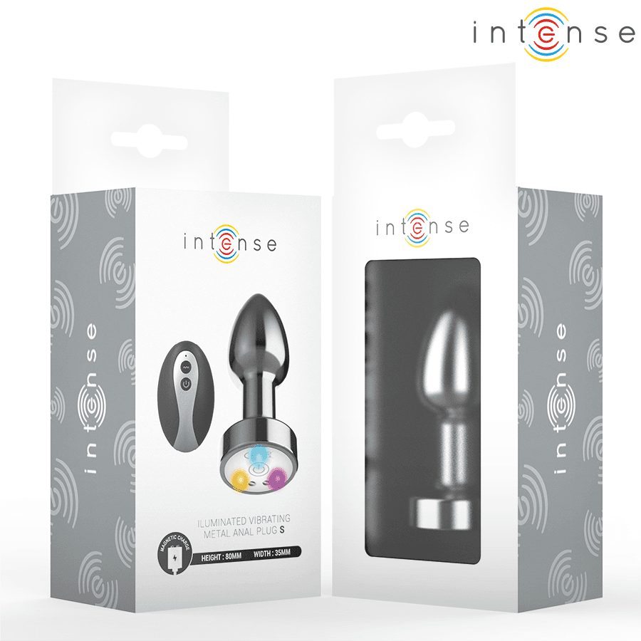 INTENSE - VIBRATING METAL ANAL PLUG WITH LED LIGHTS AND REMOTE CONTROL - SIZE S 3
