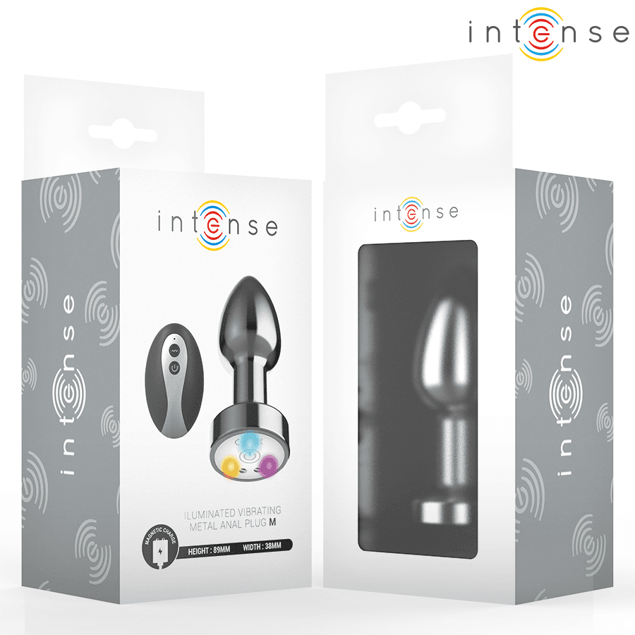 INTENSE - VIBRATING METAL ANAL PLUG WITH LED LIGHTS AND REMOTE CONTROL - SIZE M 3