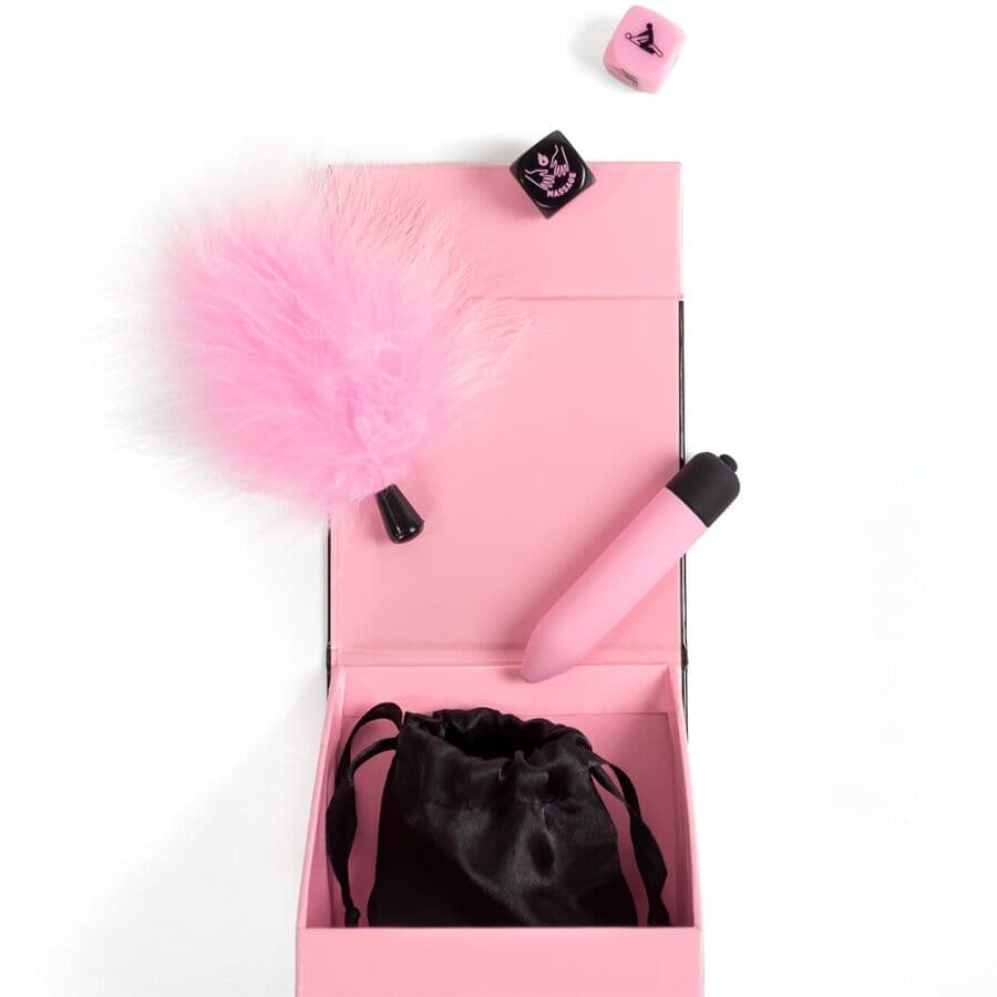 SECRET PLAY - PLEASURES BOX FOR COUPLES: DICE + VIBRATING BULLET + FEATHER PEN 5
